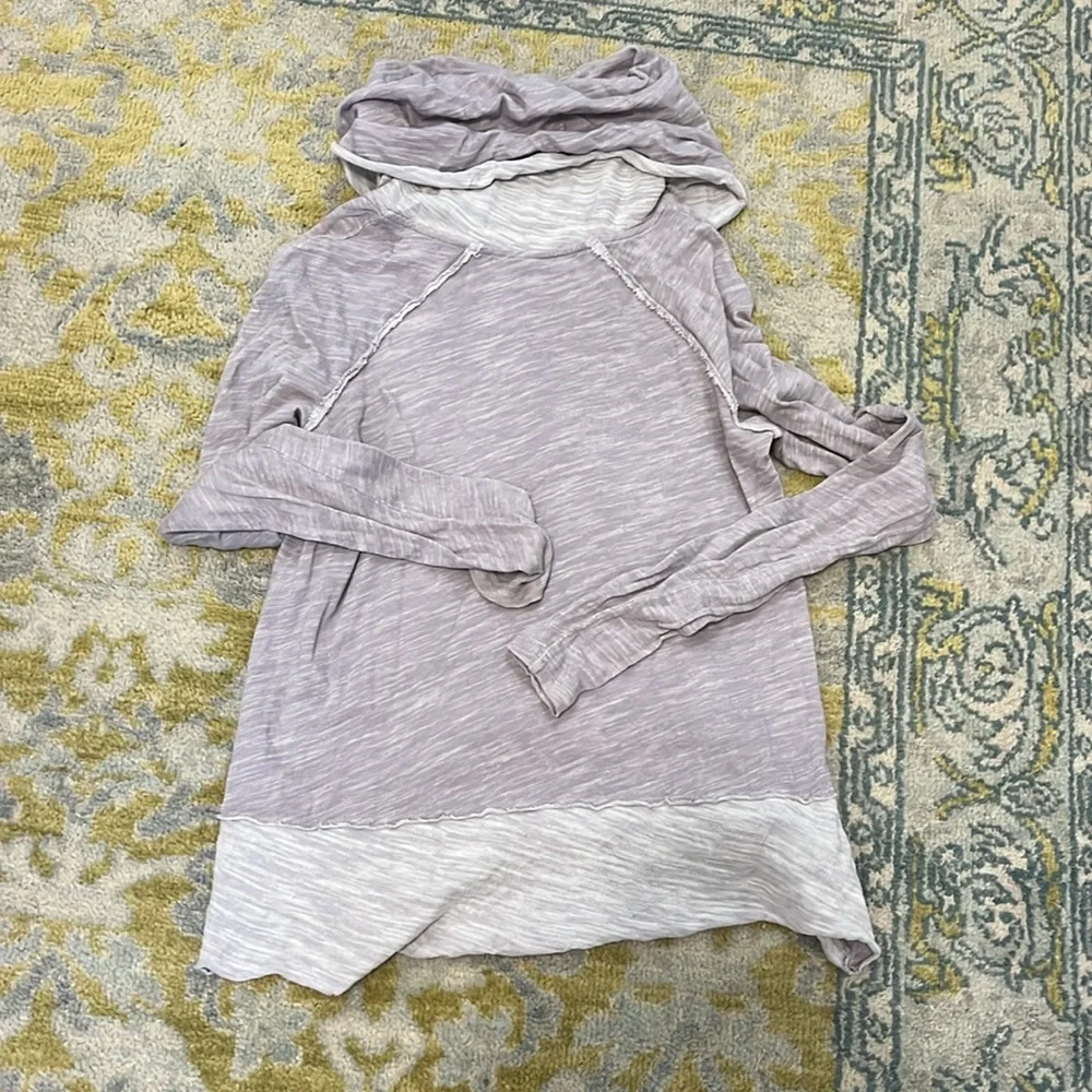 Free People FP Beach Cowl Neck Flowy Sweatshirt Light Purple Gray - Picture 3 of 3